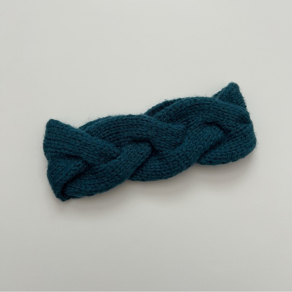 Bonton OS Teal Braided Knit Wool Blend Headband